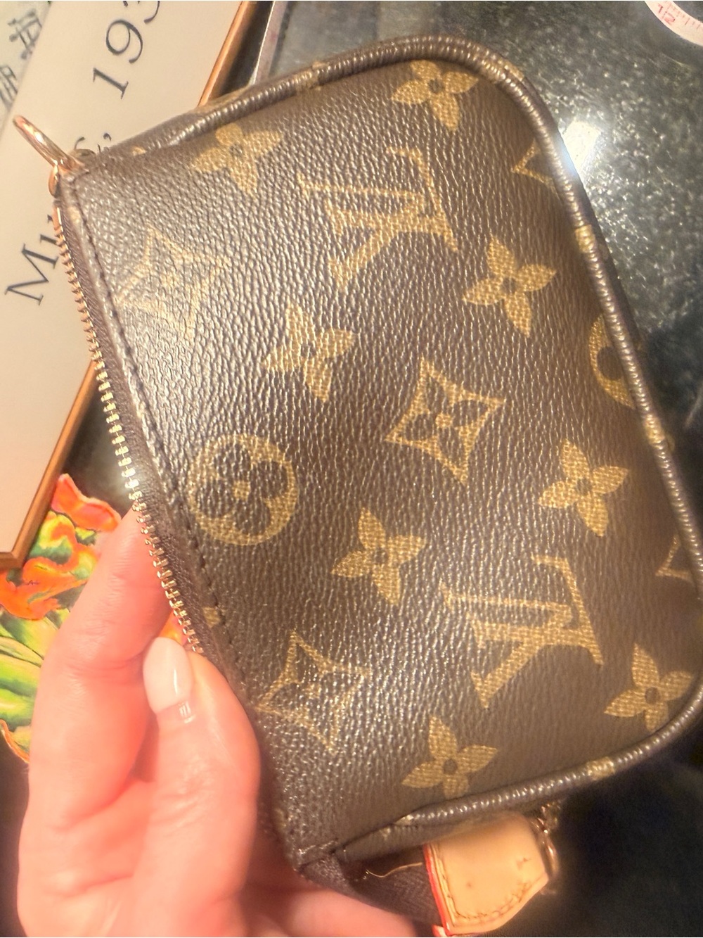 Brown Monogram Mini Bag with Gold Chain - Picture 10 of 12